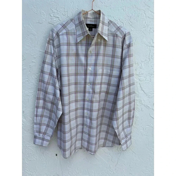 Ermenegildo Zegna Mens Long Sleeve Plaid Pattern Polo Shirt Multicolor Sz Medium - Picture 1 of 12